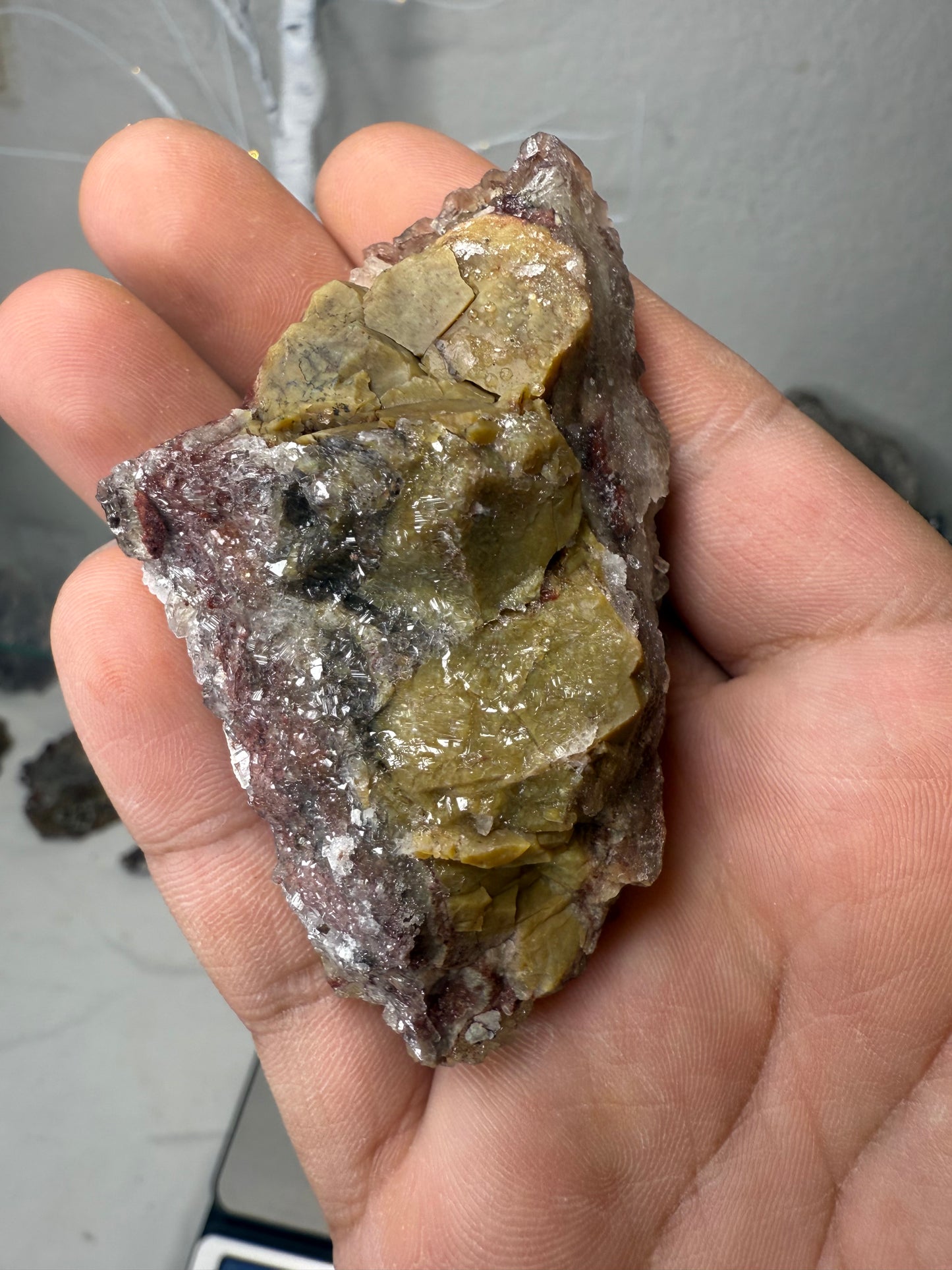 Cube-Octahedron Fluorite with iron, calcite & green jasper