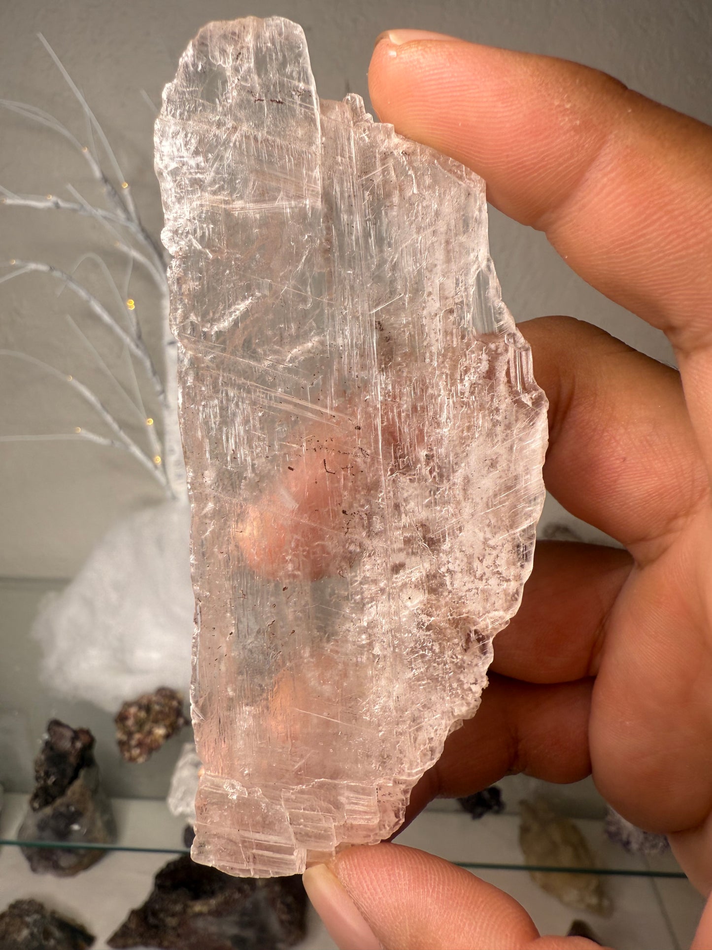 Clear selenite with a little bit of iron