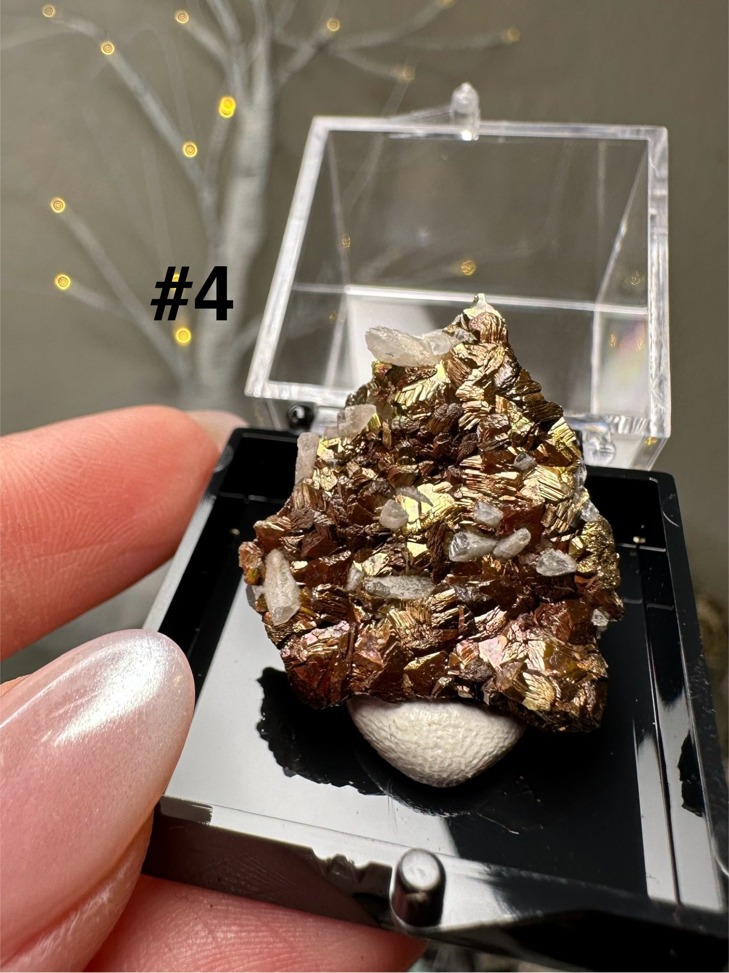 Iridescent pyrite w/ calcite