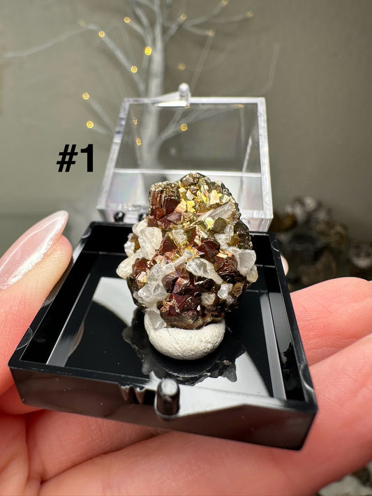 Iridescent pyrite w/ calcite
