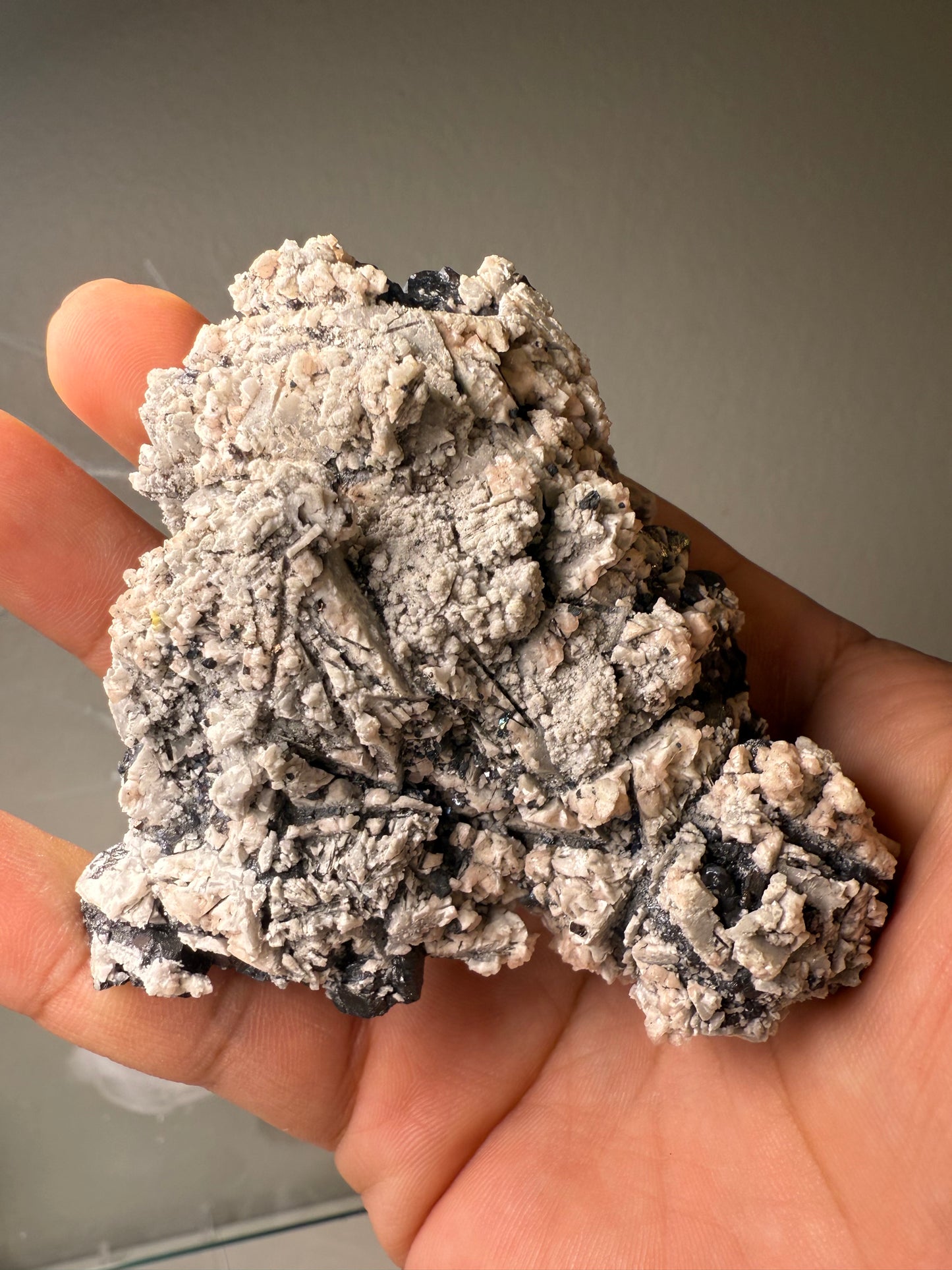 Calcite on sphalerite with pyrite & Galena
