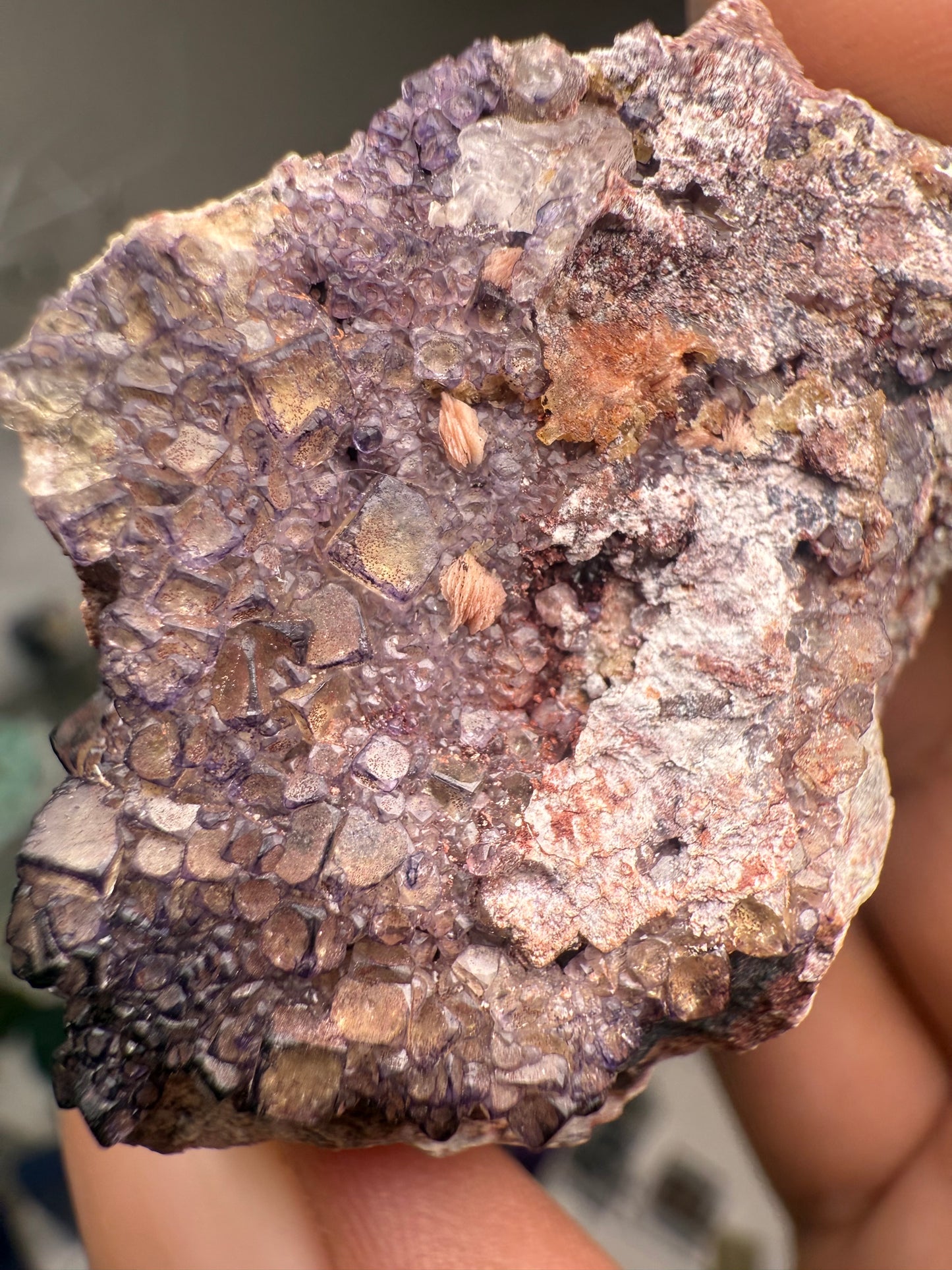 Yellow & Purple cubic “QR” Fluorite