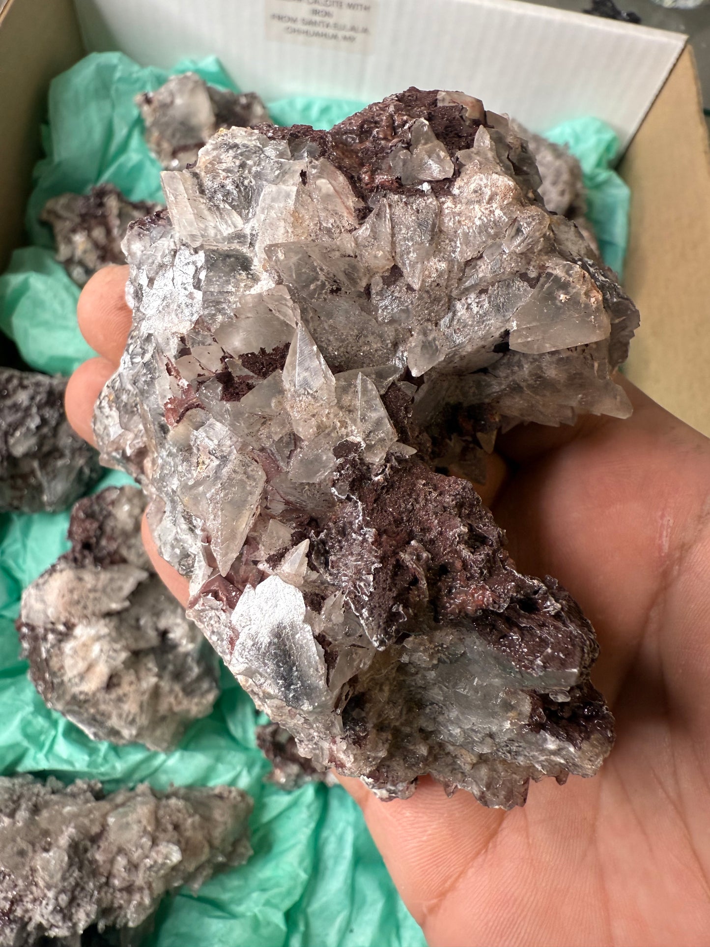 Calcite with Hematite (Iron) 12 piece Flat