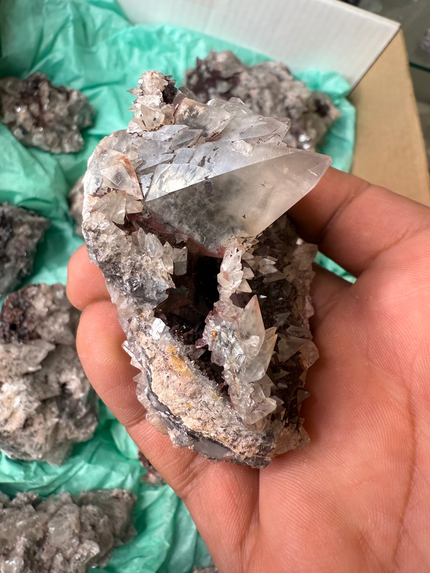 Calcite with Hematite (Iron) 12 piece Flat