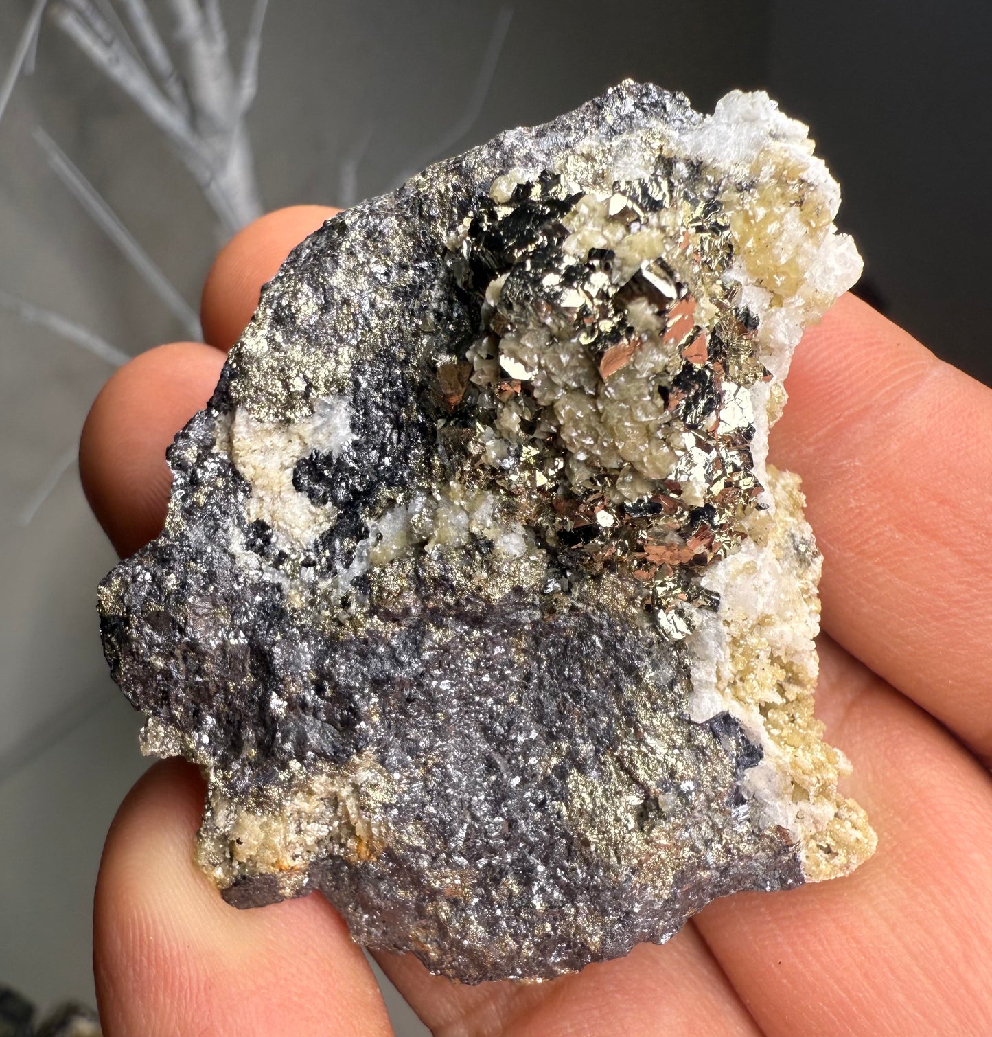 Pyrite with siderite & Galena