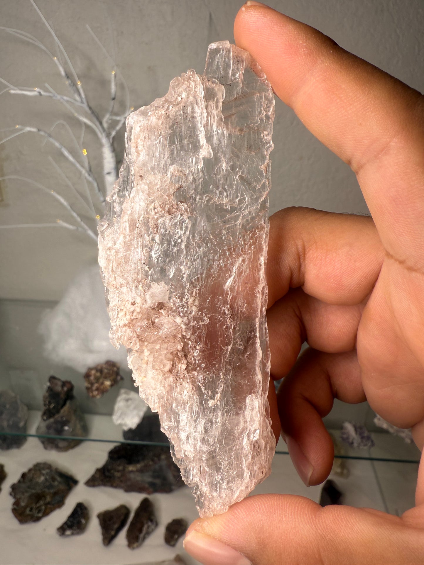 Clear selenite with a little bit of iron