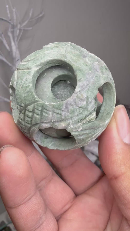 Carved Chinese Jade Sphere