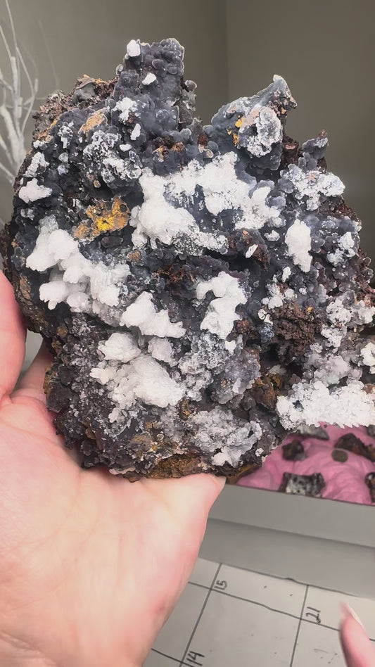 Blue Chalcedony w/ Calcite & Goethite