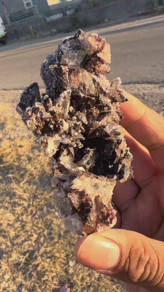 Selenite, calcite, Hematite & iron on Scalenohedral calcite