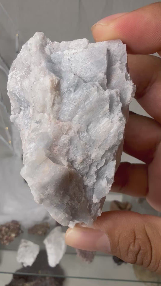 Celestite after  calcite with aragonite & a little bit of Malachite