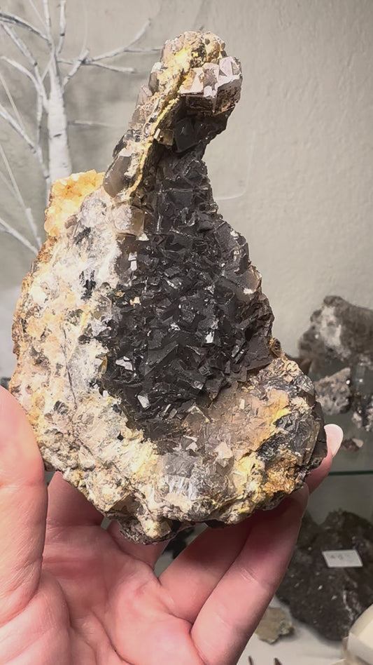 Black Fluorite w/ calcite