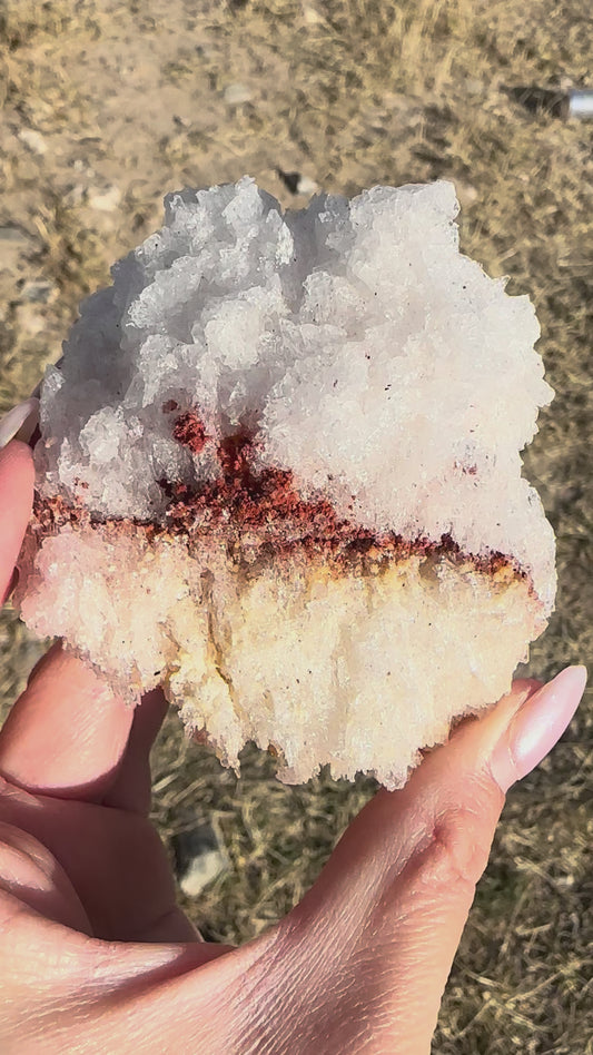 Selenite w/ cinnabar