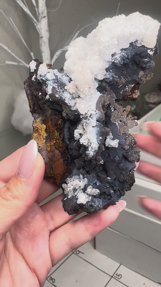 Blue Chalcedony w/ Aragonite & Goethite
