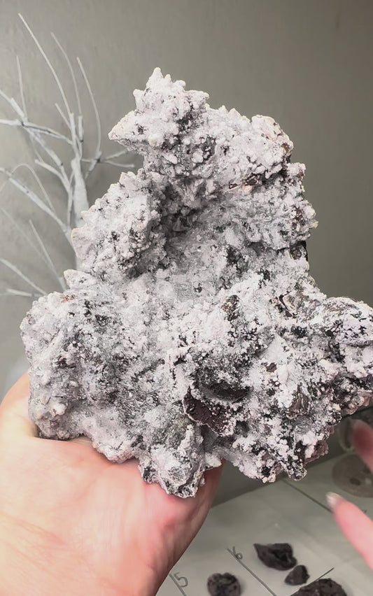 Selenite w/ Aragonite on Dog Tooth Calcite w/ Iron