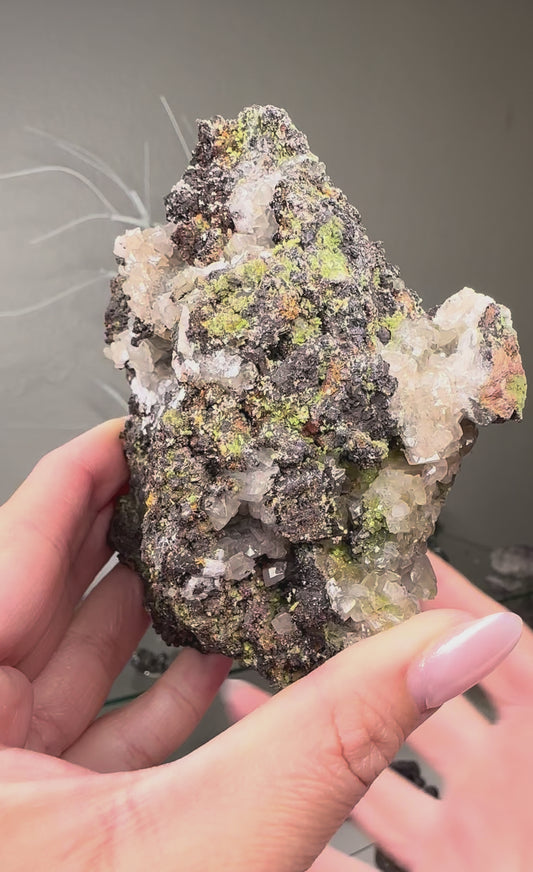 Green Mimetite w/ Calcite